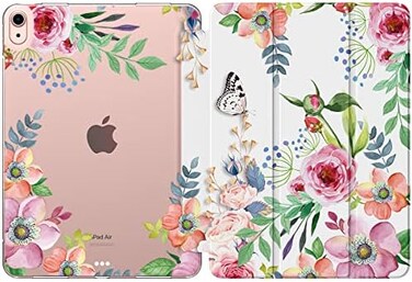 MoKo Case Fit New iPad 10. 9 inch,iPad Air 4th Generation Case 2020,Smart Trifold Stand Slim Folio Case with Soft TPU Frosted Translucent Back Cover Fit iPad Air 4 2020,Auto Wake/Sleep,Fragrant Flower