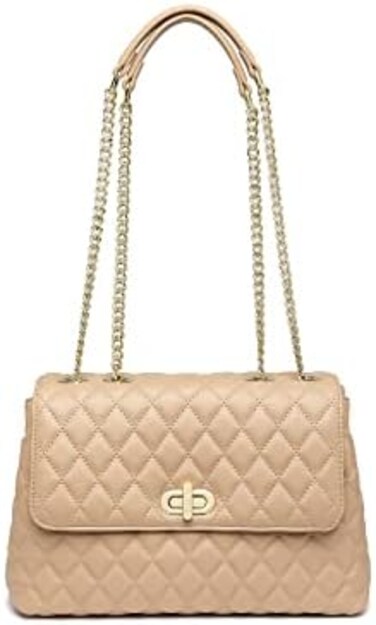 ER.Roulour ER. Roulour Quilted Crossbody Bags for Women, Trendy Roomy Chain Purses Leather Handbags with Flap Gold Hardware Shoulder Bag.