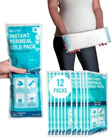 ICEWRAPS Instant Postpartum Pads for Women After Birth - Perineal Ice Packs for Postpartum Care - 12 Individually Wrapped for Your Postpartum Essentials Kit.