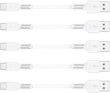 Umefly 4 Inch USB C Cord Short 5 Pack Durable USB A to USB Type C Cable Fast Charging for Charging Station Compatible with Samsung Galaxy Note 10 20 S10 S20 A20 Plus LG (White.