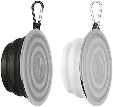SLSON Collapsible Dog Bowl,2 Pack Portable and Foldable Pet Travel Bowls Collapsable Dog Water Feeding Bowls Dish for Dogs Cats and Small Animals,with Lids (Small, BlackWhite.