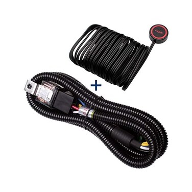 طقم مرحل تسخير أسلاك بوق FARBIN 12V 80a وزر ضغط بوق مع سلك بطول 3 أمتار (زر تسخير الأسلاك، 12 فولت).