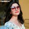 FEISEDY Sunglasses Womens Trendy, Oversized Square Shades, Pearl Inlay Cat Eye Frame UV400 Protection B2625.