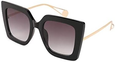 FEISEDY Sunglasses Womens Trendy, Oversized Square Shades, Pearl Inlay Cat Eye Frame UV400 Protection B2625.