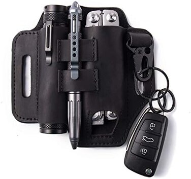 gentlestache Leather Sheath for Leatherman Multitool Sheath EDC Pocket Organizer with Key Holder for Belt and Flashlight Sheath Multitool Pouch.