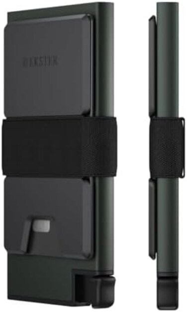 Ekster Aluminum Cardholder - 0. 2-inch Slim Minimalist Wallet - Expandable Backplate, RFID Blocking Layer, Durable Space-Grade 6061-T6 Aluminum, 1-15 Card Storage Capacity (Green Ore.