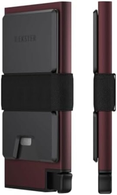 Ekster Aluminum Cardholder - 0. 2-inch Slim Minimalist Wallet - Expandable Backplate, RFID Blocking Layer, Durable Space-Grade 6061-T6 Aluminum, 1-15 Card Storage Capacity (Redwood.