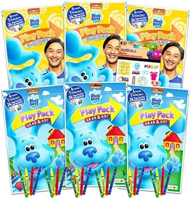 Blues Clues Party Favors Packs ~ Bundle Includes 6 Sets with Blue's Clues and You. Stickers, Coloring Books and Crayons (Blues Clues Party Supplies.