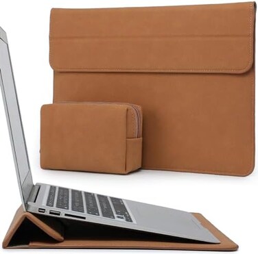 HYZUO 15-16 Inch Laptop Sleeve Case with Stand Feature for MacBook Pro 16 M4/M3/M2/M1 Pro/Max 2025-2019, XPS 15, MacBook Pro 15 2015-2012, Samsung Galaxy Book Flex/Pro 15, Brown.