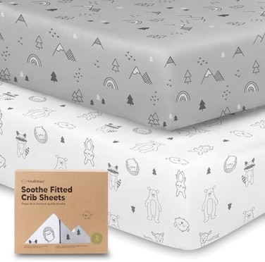 KeaBabies 2-Pack Organic Crib Sheets for Boys, Girls - Jersey Fitted Crib Sheet, Baby Crib Sheets Neutral, Crib Mattress Sheet, Cotton Crib Sheets, Soft Baby Sheets for Crib, Unisex Crib Fitted Sheet