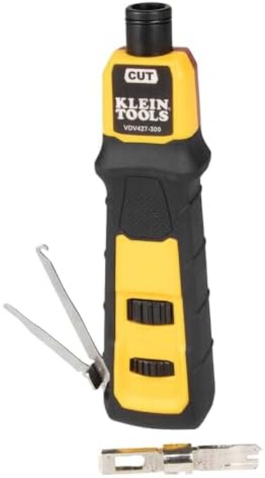 Klein Tools Impact Punchdown Tool, 66/110 Blade, Spring-Loaded, MIM with Bayonet-Style, Twist-and-Lock Socket, Data Punchdown VDV427-300.