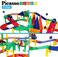 PicassoTiles 6 Piece Race Track Ramp Magnetic Building Block Set Magnet Tiles Construction Toy STEM Learning Kit Education Playset Playboard Pretend Play Stacking Blocks Child Brain Development PTR06.