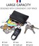 imeetu Leather Coin Purse Wallet, Mini Dual Keyrings Change Pouch Card Holder for Men Women, Black-Standard, Standard.