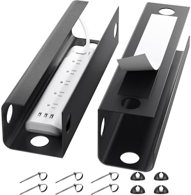 YECAYE Large Under Desk Cable Management,Easy Install Cable Management Under Desk with 4 Cable Holders6 Ties,ChildPet-Safe Cable Management,Desk Cable Management,Cable Management Tray.