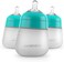 NANOB&Eacute;B&Eacute; Nanobebe Flexy Silicone Baby Bottles, Anti-Colic, Natural Feel, Non-Collapsing Nipple, Non-Tip Stable Base, Easy To Clean - 3-Pack, Teal, 9 Oz.