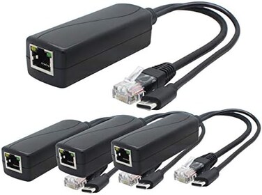 ANVISION 4-Pack 5V 2. 4A Gigabit PoE Splitter, USB Type C, IEEE 802. 3af Compliant.