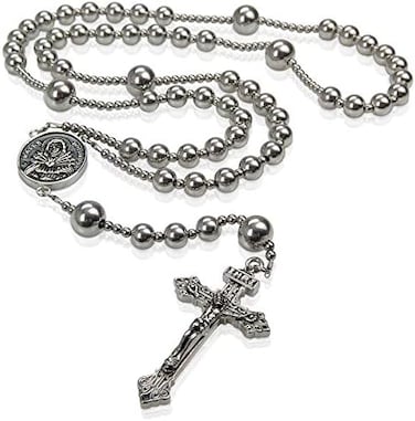 Sinai WWI Military rosary beads catholic, Stainless Steel Rosary, Antique Rosarios Catolicos para Hombre, Solid Warrior, Tactical Rosary with Seven Sorow Medal and Pardon Crucyfix, Metal, not-applicab