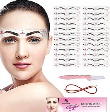 Linkinghome Eyebrow Stencil, 24pcs, Reusable Eyebrow Template With Strap, 3 Min Makeup Tool For Eyebrows.