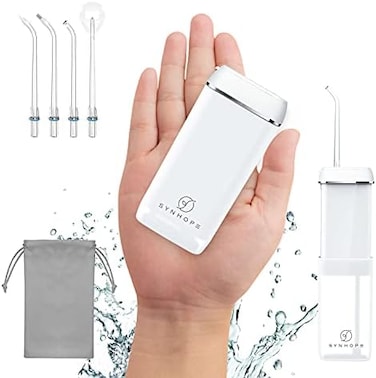 SYNHOPE Water Flosser [Mini Cordless Portable] Oral Irrigator Water Teeth Cleaner Pick, Telescopic Water Tank, 3 ModesIPX7 Waterproof, HomeTravel Water Flossers for Teeth, Braces Bridges Care.