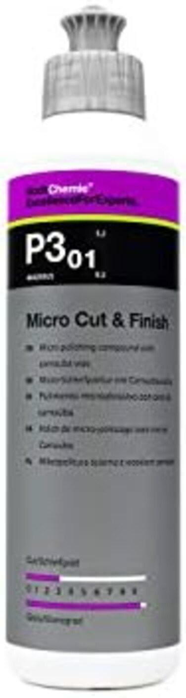 Koch Chemie Micro CutFinish Polishing Compound with Carnauba Wax - Permanent Removal of Holograms, Fine ScratchesSanding Marks; Long Term Sealing; Non-Fugitive Silicones (250 milliliters.