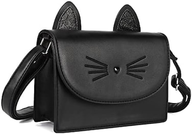 AFKOMST Cute Purses for Teen Girls Small Crossbody Purse and Handbags Cat Gifts for Kids, Black, Small.