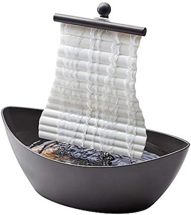 Homedics White Waters Relaxation Indoor Tabletop Fountain, Ambient LED Lighting and Natural Waterfall Sounds for Home, Office, Bedroom, Desktop, Spa and D&eacute;cor, 6. 10&rdquo;x4. 25&rdquo;x10&rdquo;.