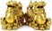 AMTOOCH Feng Shui Brass pixiu/pi yao Statue 2pcs Wealth Prosperity Home Decoration Figurine Attract Money and Good Luck Golden.