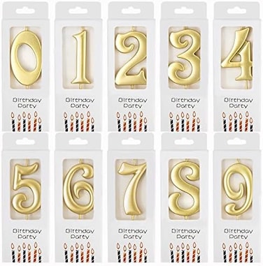 PHD CAKE 10-Count 0-9 Gold Number Birthday Candles, Number One Birthday, Gold Number Candles, Party Celebration, Baby Showers.