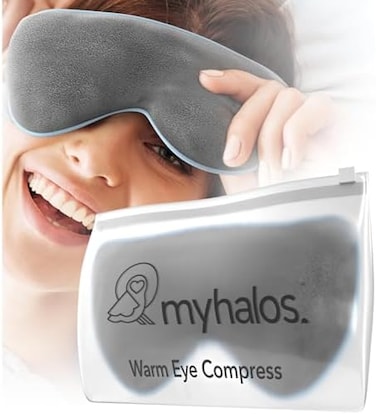 myhalos Heated Eye Mask For Dry Eyes - Microwave Activated Warm Eye Compress Treats BlepharitisStyes - Our Plush, Warm Compress for Eyes Includes a Adjustable StrapPouch For Your Dry Eye Mask - HM Mas