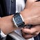 MEGIR Men's Business Analog Chronograph Luminous Rectangle Quartz Watch with Stylish Leather Strap for SportWork.