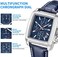 MEGIR Men's Business Analog Chronograph Luminous Rectangle Quartz Watch with Stylish Leather Strap for SportWork.