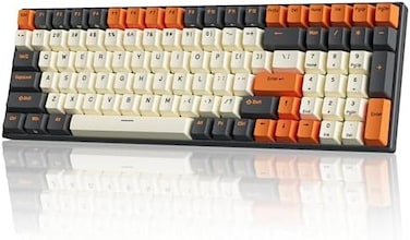 RK ROYAL KLUDGE RK100 Wireless Mechanical Keyboard RGB Backlit Bluetooth5. 1/2. 4G/Wired 96% Full Size 100-Key Hot Swappable Gaming Keyboard Red Switch Carbon Mac Compatible.