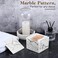 Luxspire Cotton Swab Storage Box with Lid, Q-Tip Swab Holder Cotton Ball Canister Jar Cotton Bud Round Dispenser Box, Cosmetics Makeup Countertop Vanity Bathroom Organizer Containers, Marble White.
