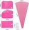 Jutoe 22pcs Piping Bags and Tips set,2 Reusable Silicone Pastry Bag with 14 Stainless Steel Nozzle Icing Tips Set, 3 Icing Smoother2 Couplers1Sealing clip for Baking Decorating Cake Tool (Pink.