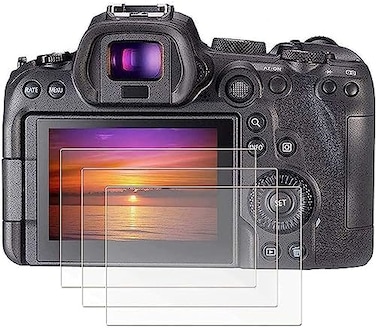 واقي شاشة PCTC EOS R6II R6 R7 مناسب لكاميرا Canon R6II R6 R7 كاملة الإطار بدون مرآة (عبوة من 3 قطع، غطاء شاشة من الزجاج المقوى بسمك 0.3 مم وصلابة 9H).