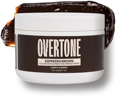 oVertone Haircare Color Depositing Conditioner - 8 oz Semi Permanent Hair Color with Shea ButterCoconut Oil - Temporary Hair Color Dye - Vegan, Cruelty-Free - Espresso Brown.