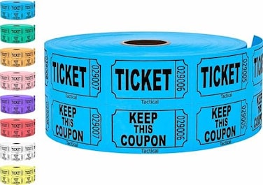 Tacticai 1000 Blue Raffle Tickets (, Double Roll, 2" X 2" Ticket For Events, Entry, Class Reward, FundraiserPrizes.