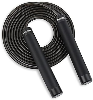 FEECCO FITNESS Jump Rope for Boxing, Cardio, Crossfit, Double Dutch, 1/2 Pound Total Weight, 1/4 Pound Rope, 10 feet Rope Adjustable Length, for Men and Women.