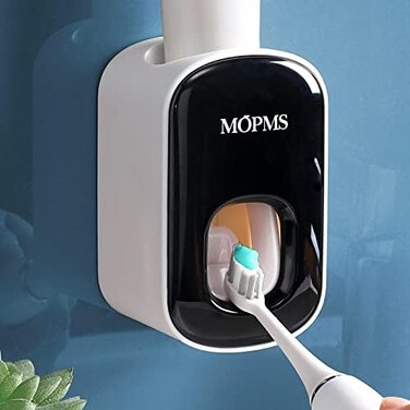 MOPMS Toothpaste Dispenser Wall Mounted for Bathroom Automatic Toothpaste Squeezer for Kids and Adult (Black-1Pcs.
