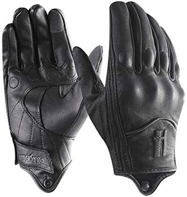 Harssidanzar GM028E Men's Full Finger Goat Leather Touch Screen Motorcycle Glove.