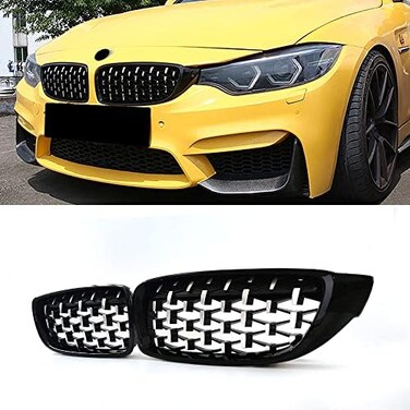 شبكة أمامية كروم ماسية من SNA F32 لسيارات BMW الفئة الرابعة F32 F33 F36 (2014-2019) F82 F83 M4 F80 M3 (2015-2019) (شبكة أمامية ABS، طقم من قطعتين).