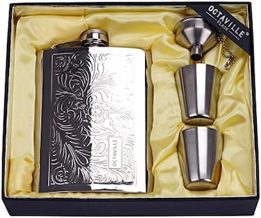 Octaville flasks for liquor for men Stainless quality hip flask 8oz Pocket Engraved Wine Drink Pot Alcohol flagon metal 220ml whiskey flask (Pattern.