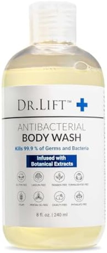 DR. LIFT Antibacterial Body WashKills 99. 9% of GermsMade in AmericaAntibacterial Soap - Infused with Botanical ExtractsShower Gel Body Wash for WomenMenLiquid Bath Soap - 8 Oz.