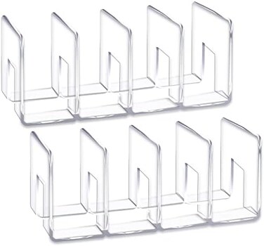 YAGELI Clear Acrylic Desk File Sorter Purse/Handbag Organizer Clutch Divider Mesh Folder Office Supplies Stand Bookshelf (3 Sections(2Pack-4Sections.