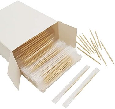 BLUE TOP Wood Bamboo Individually Cello Wrapped Toothpicks 2. 5Inch Pack 1000 High-class Appetizer Picks Sturdy Food Pick for Appetizers Cocktails Fruit Olive picks.