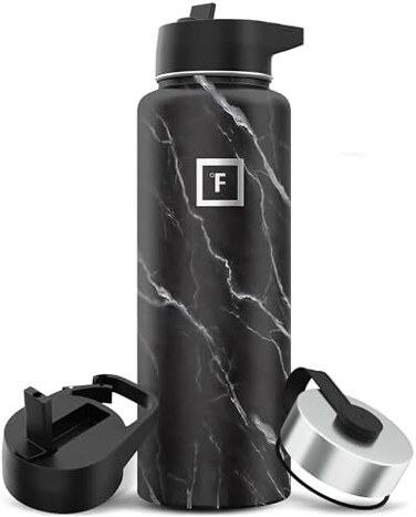IRON FLASK Sports Water Bottle - 40 Oz, 3 Lids (Straw Lid, Leak Proof, Vacuum Insulated Stainless Steel, Double Walled, Thermo Mug, Metal Canteen.
