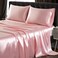 SiinvdaBZX 4Pcs Satin Sheet Set Full Size Ultra Silky Soft Blush Pink Satin Full Bed Sheets with Deep Pocket, 1 Fitted Sheet, 1 Flat Sheet, 2 Envelope Closure Pillowcases.