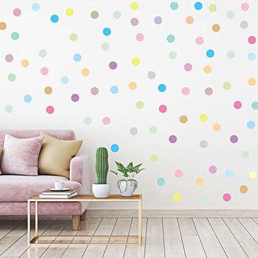 Zonon Vinyl Multicolour Polka Dots Circle Wall Stickers (240 Pieces,2in,20 Pastel Rainbow Colors.