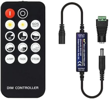 BTF-LIGHTING Mini RF Dimmer Controller 14 Keys for FCOB 3014 5630 5730 3528 LED Strips DC5V/DC12V/DC24V Dimmer Switch Brightness Mode Effect Mode Wireless LED Dimmer Controller(Single Color.