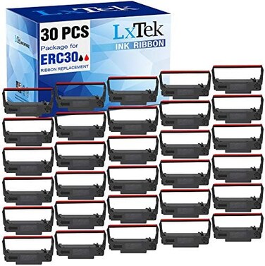 LxTek 30 Pack Compatible Ribbon Replacement for ERC-30, ERC 30 34 38 B/R Used with Epson ERC30 ERC34 ERC38 NK506 Printer (Black and RedTray.
